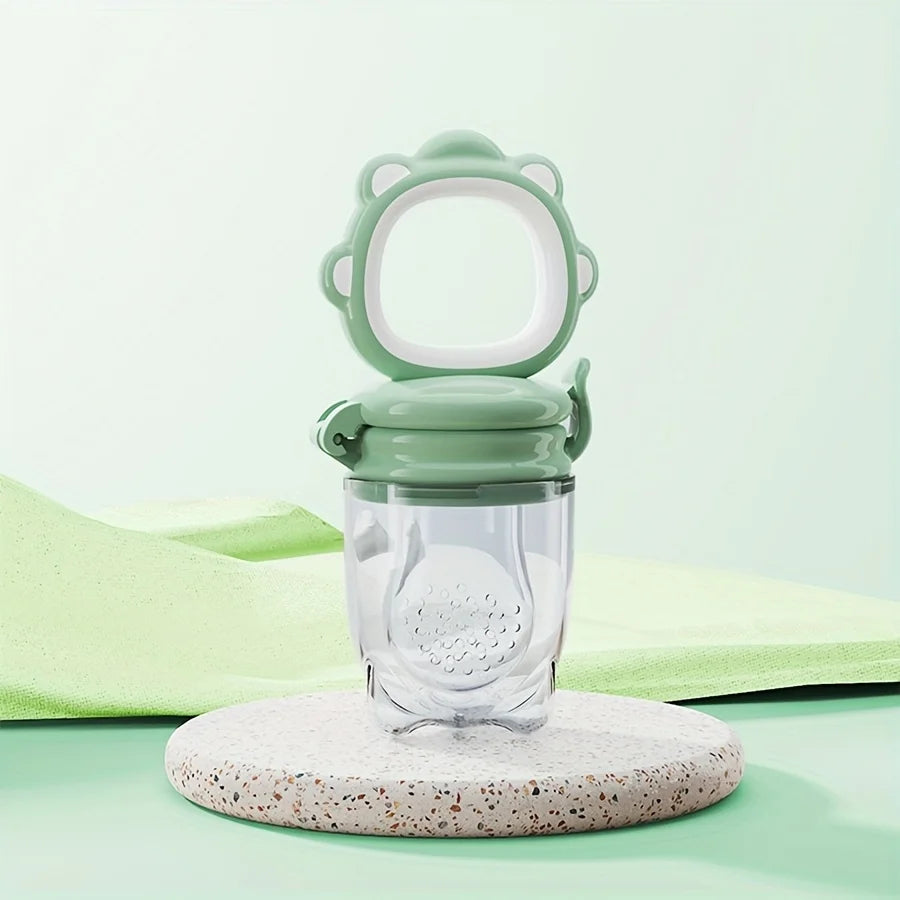 Alimentador de Frutas e Legumes para Bebê com Tela de Silicone – Mordedor para Introdução Alimentar em Formato de Leão