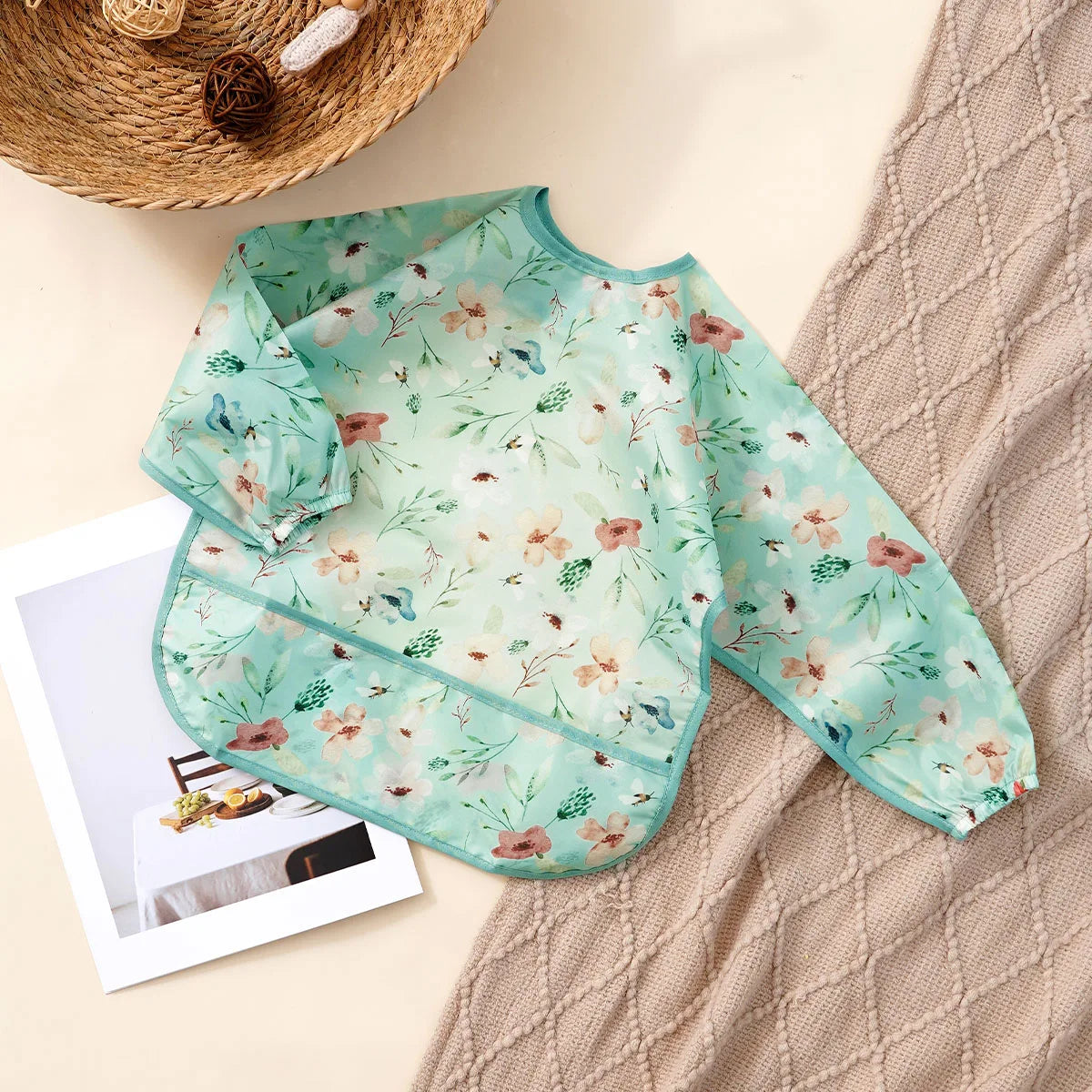 Babador Infantil Impermeável de Manga Longa – Babador Avental Lavável e Fácil de Limpar