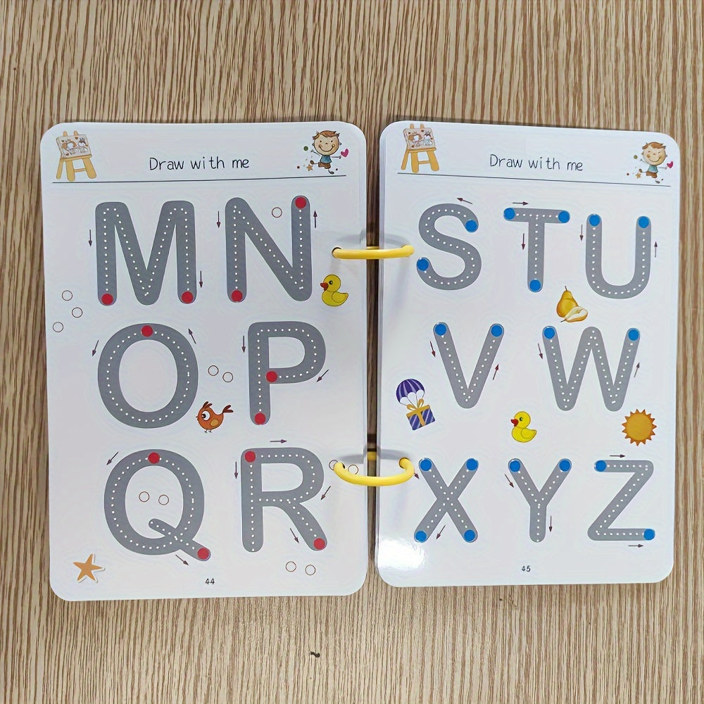 Caderno Mágico Montessori de Caligrafia Infantil – Reutilizável com Caneta Apagável para Escrita e Desenho