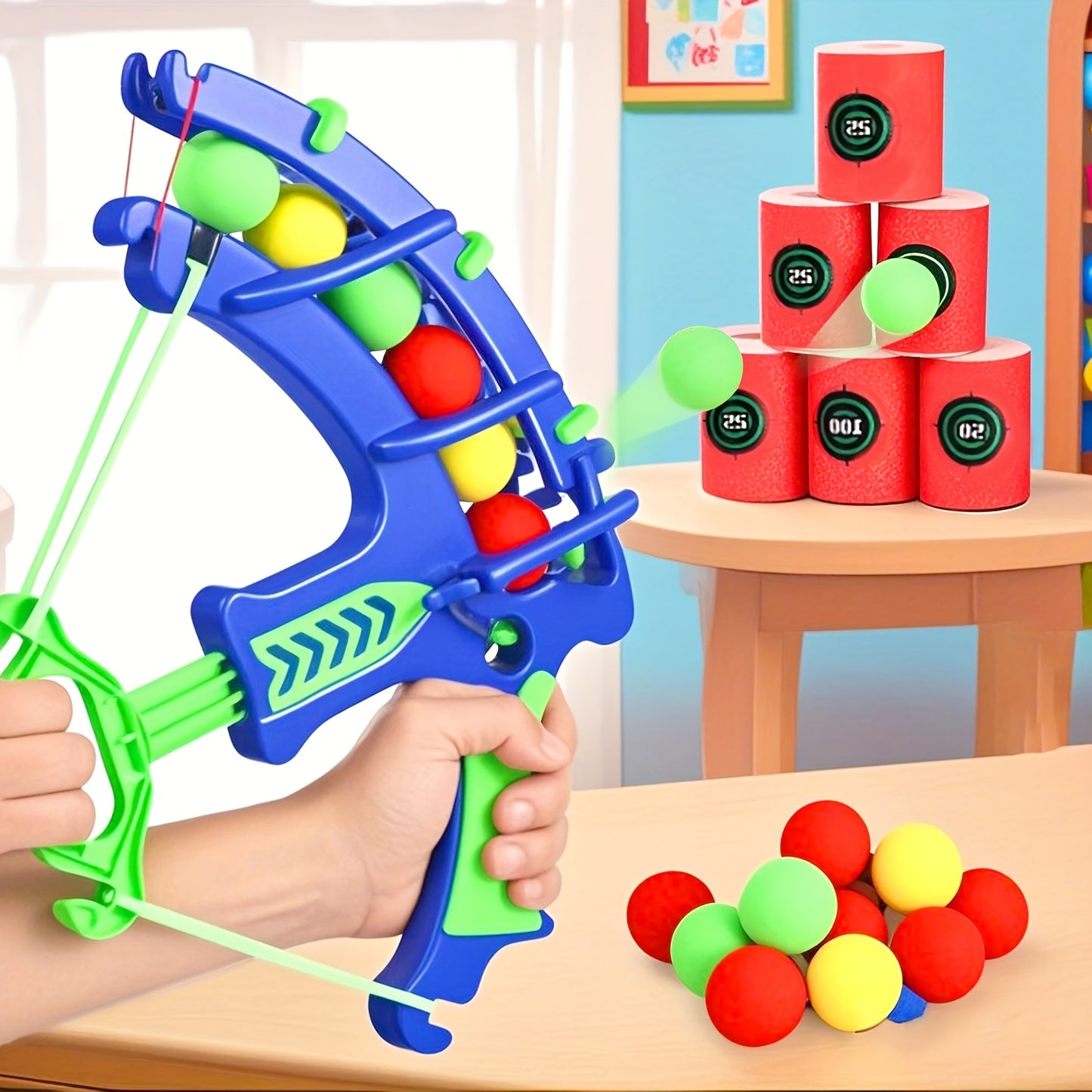 Brinquedo Arco e Flecha Infantil com Bolas de Espuma – Jogo Educativo Seguro para Coordenação Motora
