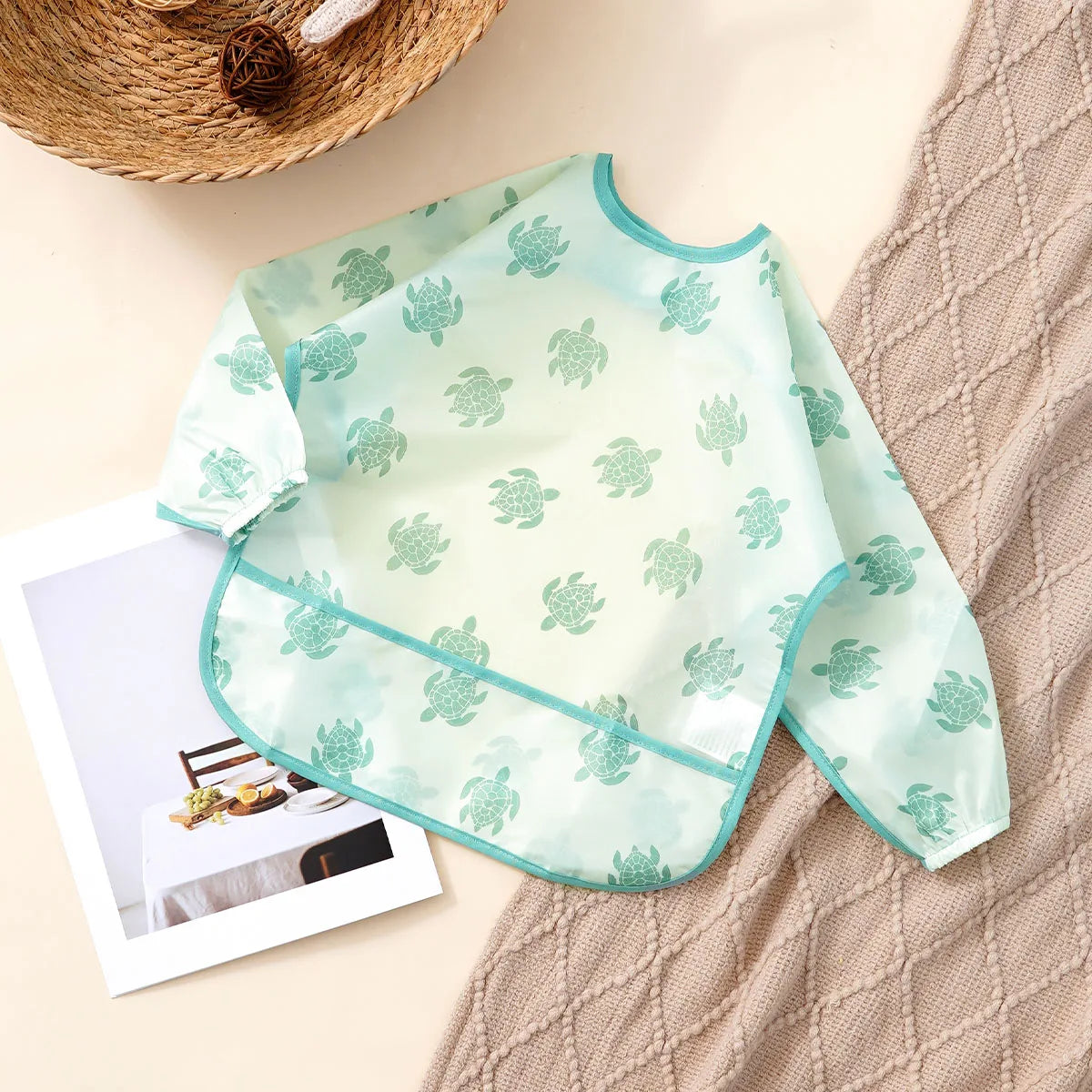 Babador Infantil Impermeável de Manga Longa – Babador Avental Lavável e Fácil de Limpar