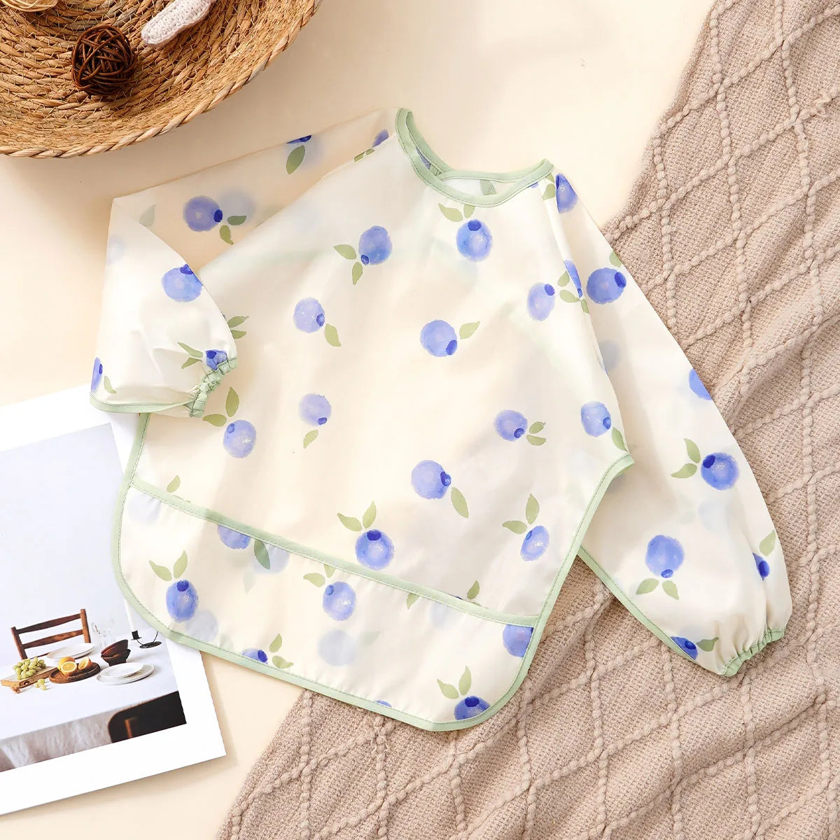 Babador Infantil Impermeável de Manga Longa – Babador Avental Lavável e Fácil de Limpar