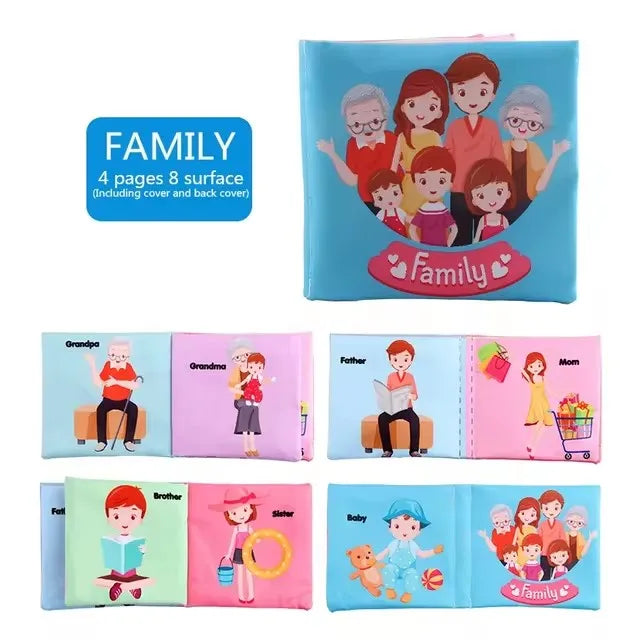 Livro Sensorial Infantil de Tecido Educativo – Frutas, Animais, Números e Alimentos para Crianças de 12 a 72 Meses