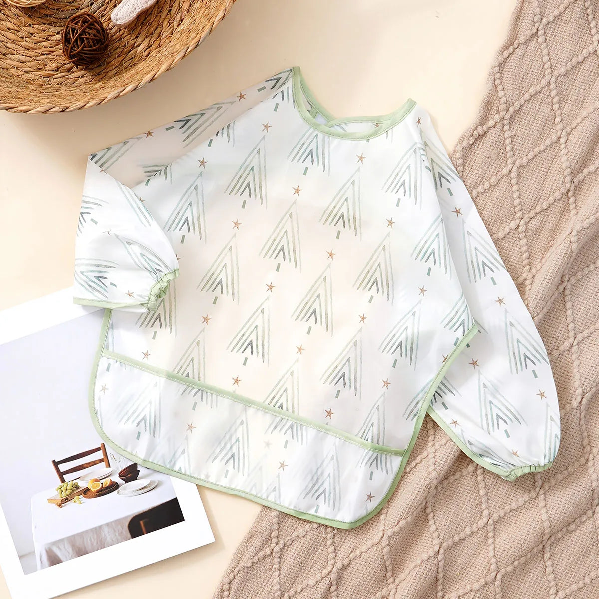 Babador Infantil Impermeável de Manga Longa – Babador Avental Lavável e Fácil de Limpar