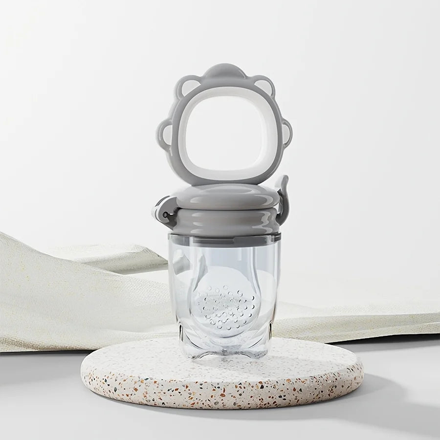 Alimentador de Frutas e Legumes para Bebê com Tela de Silicone – Mordedor para Introdução Alimentar em Formato de Leão