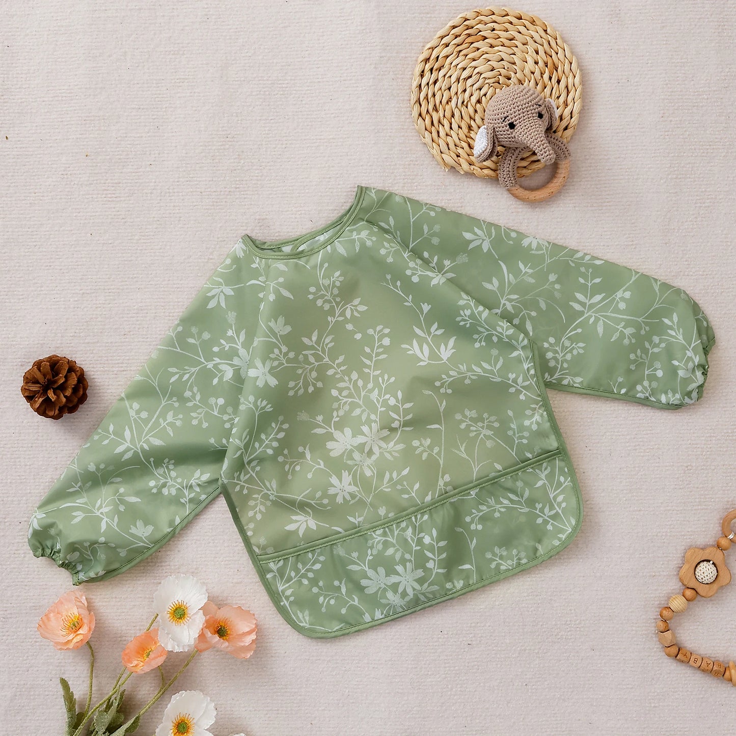 Babador Infantil Impermeável de Manga Longa – Babador Avental Lavável e Fácil de Limpar