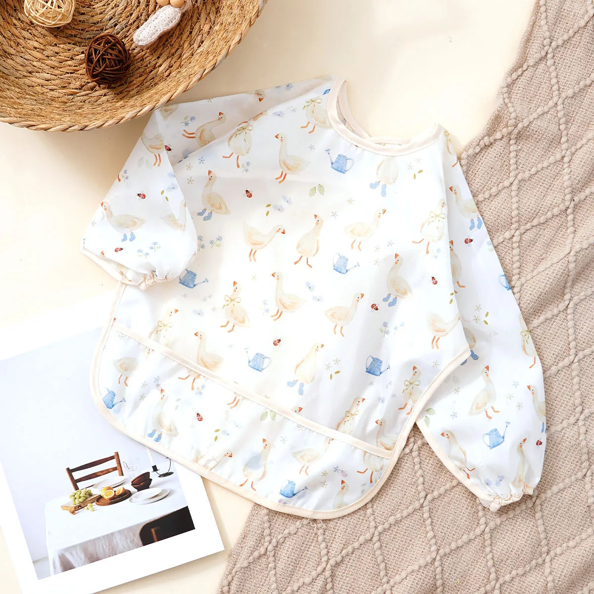 Babador Infantil Impermeável de Manga Longa – Babador Avental Lavável e Fácil de Limpar