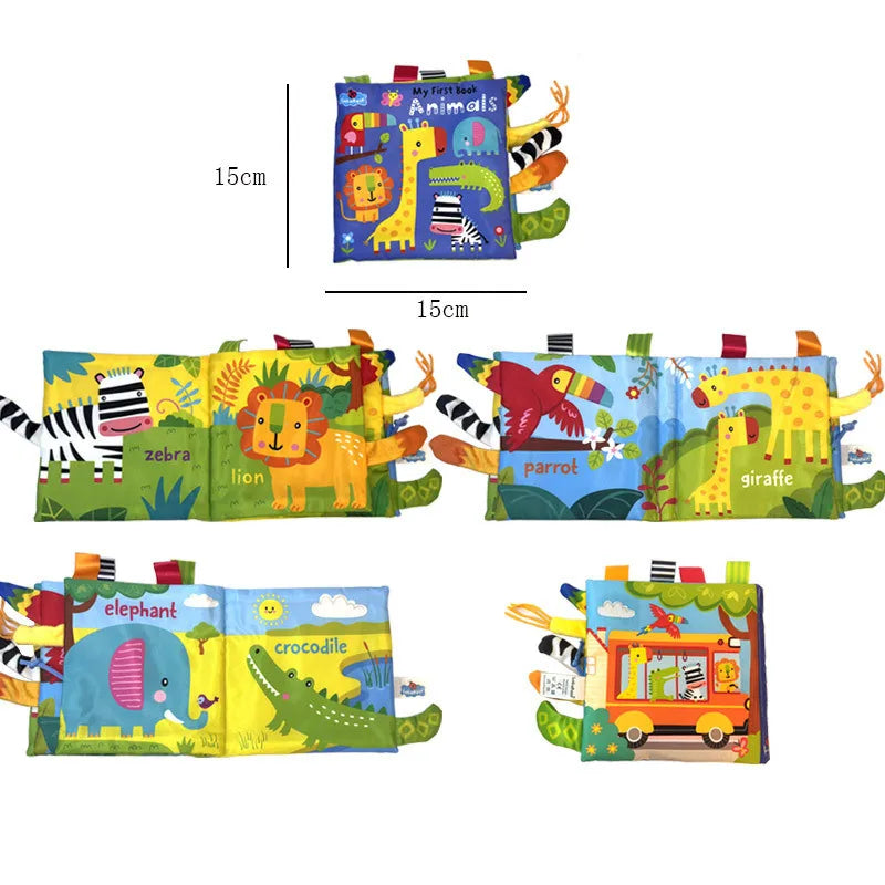 Livro Sensorial Infantil de Tecido com Caudas de Animais – Educativo, Interativo e Seguro para Bebês (0 a 3 Anos)