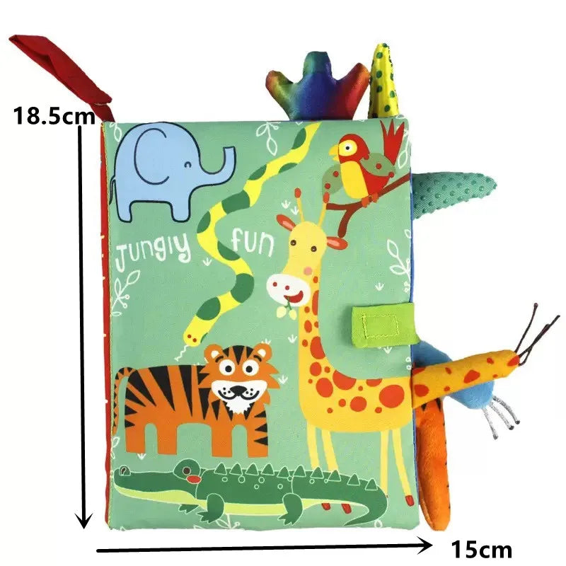 Livro Sensorial Infantil de Tecido com Caudas de Animais – Educativo, Interativo e Seguro para Bebês (0 a 3 Anos)