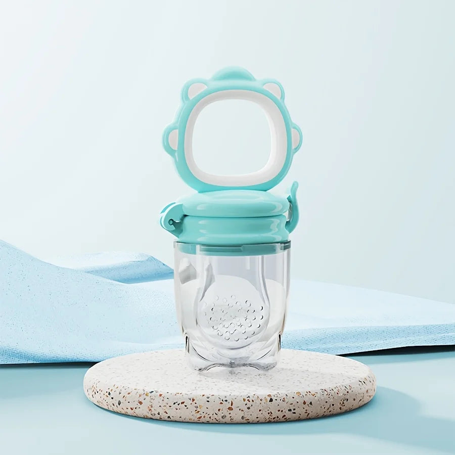 Alimentador de Frutas e Legumes para Bebê com Tela de Silicone – Mordedor para Introdução Alimentar em Formato de Leão