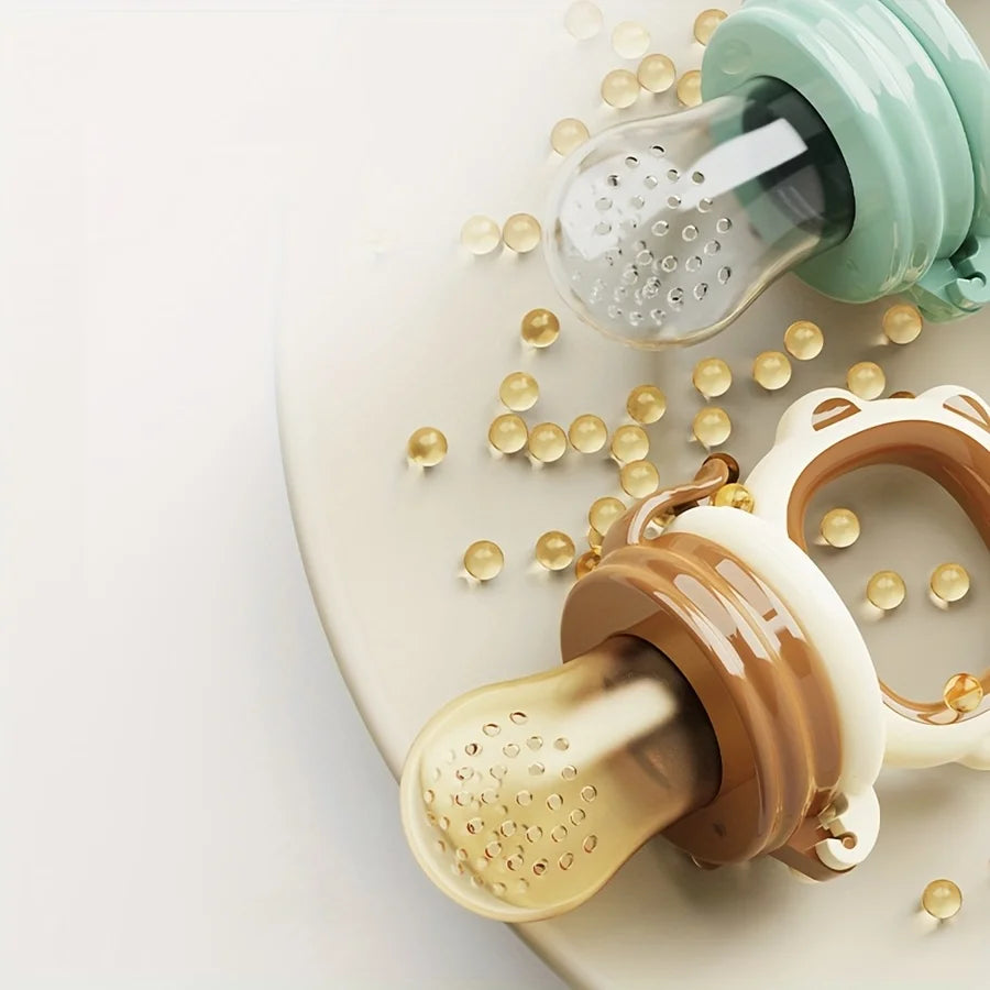 Alimentador de Frutas e Legumes para Bebê com Tela de Silicone – Mordedor para Introdução Alimentar em Formato de Leão