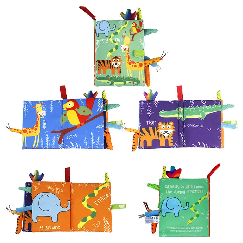Livro Sensorial Infantil 3D de Tecido com Caudas Interativas – Educativo, Resistente e Seguro para Bebês
