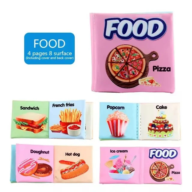 Livro Sensorial Infantil de Tecido Educativo – Frutas, Animais, Números e Alimentos para Crianças de 12 a 72 Meses