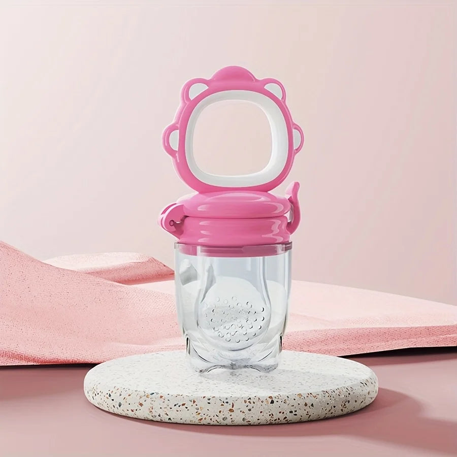 Alimentador de Frutas e Legumes para Bebê com Tela de Silicone – Mordedor para Introdução Alimentar em Formato de Leão