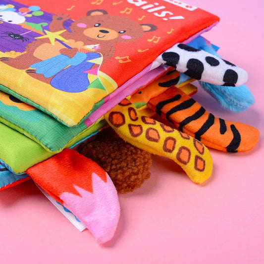 Livro Sensorial Infantil 3D de Tecido com Caudas Interativas – Educativo, Resistente e Seguro para Bebês