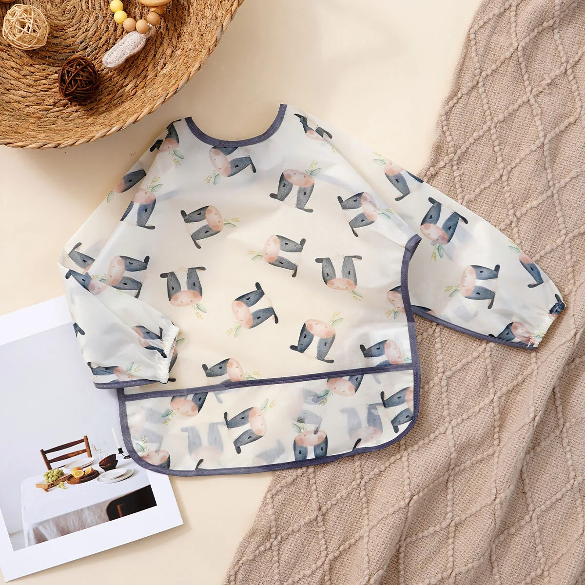 Babador Infantil Impermeável de Manga Longa – Babador Avental Lavável e Fácil de Limpar