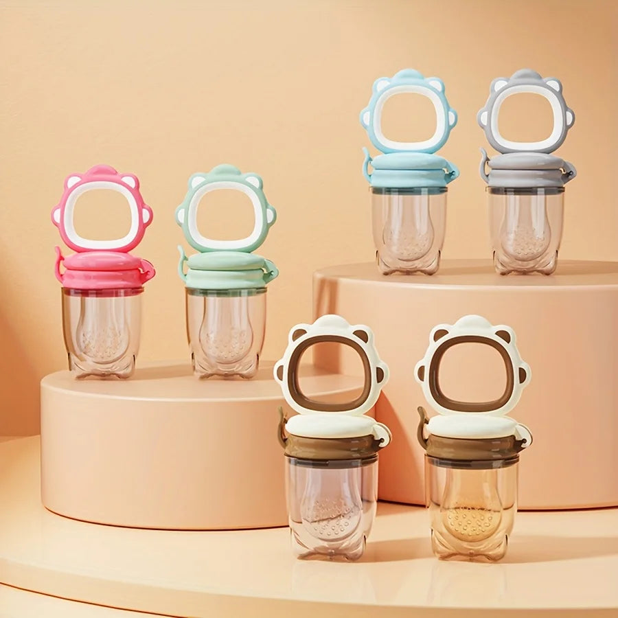 Alimentador de Frutas e Legumes para Bebê com Tela de Silicone – Mordedor para Introdução Alimentar em Formato de Leão