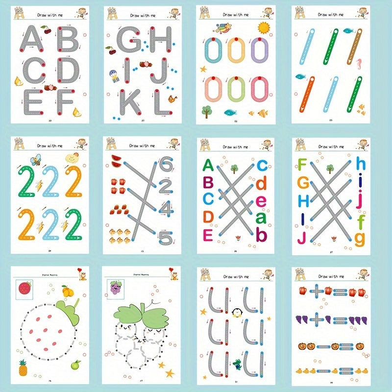 Caderno Mágico Montessori de Caligrafia Infantil – Reutilizável com Caneta Apagável para Escrita e Desenho