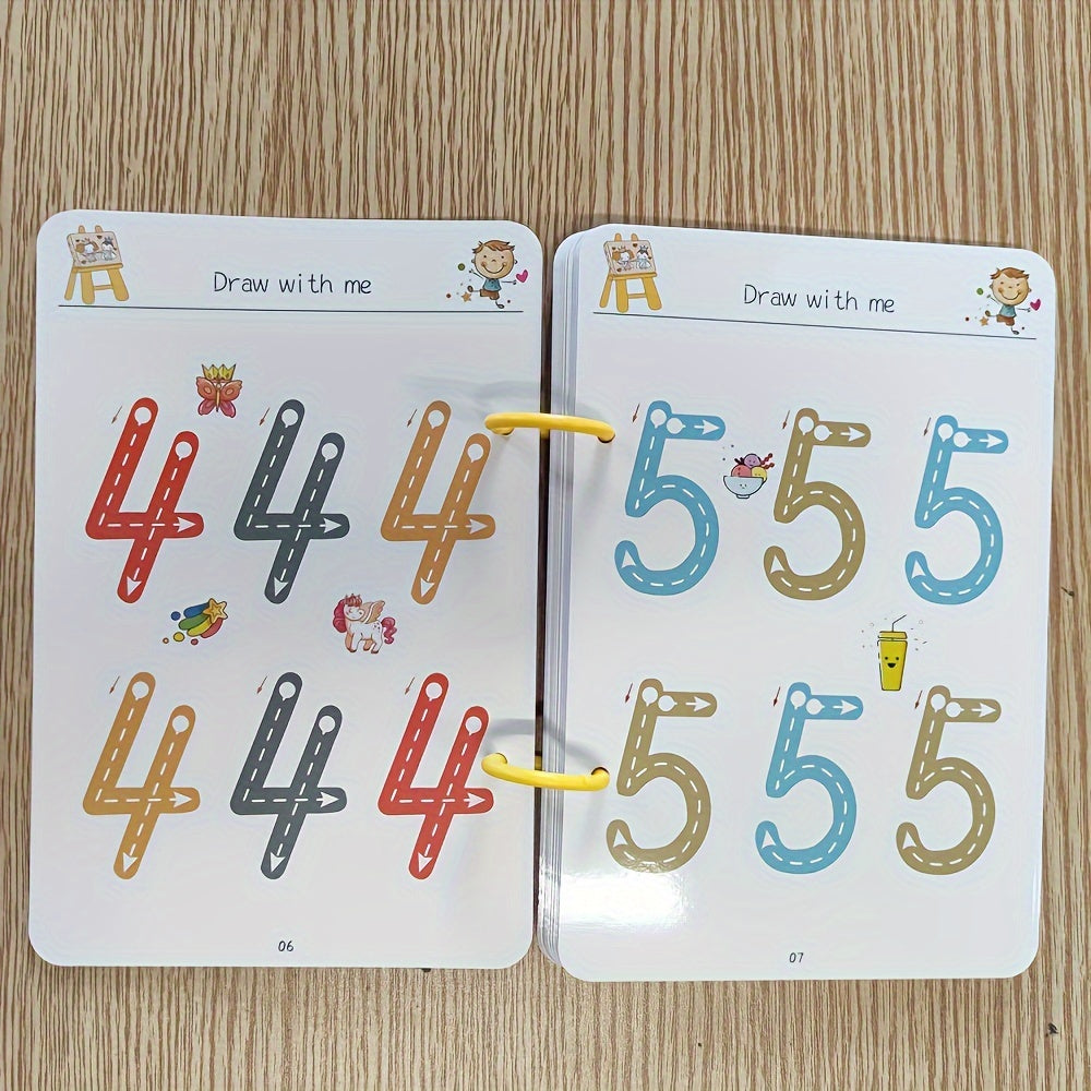 Caderno Mágico Montessori de Caligrafia Infantil – Reutilizável com Caneta Apagável para Escrita e Desenho